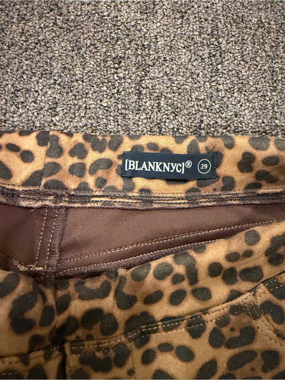 Leopard Print Flare Jeans in Mustard Brown - Picture 3 of 8